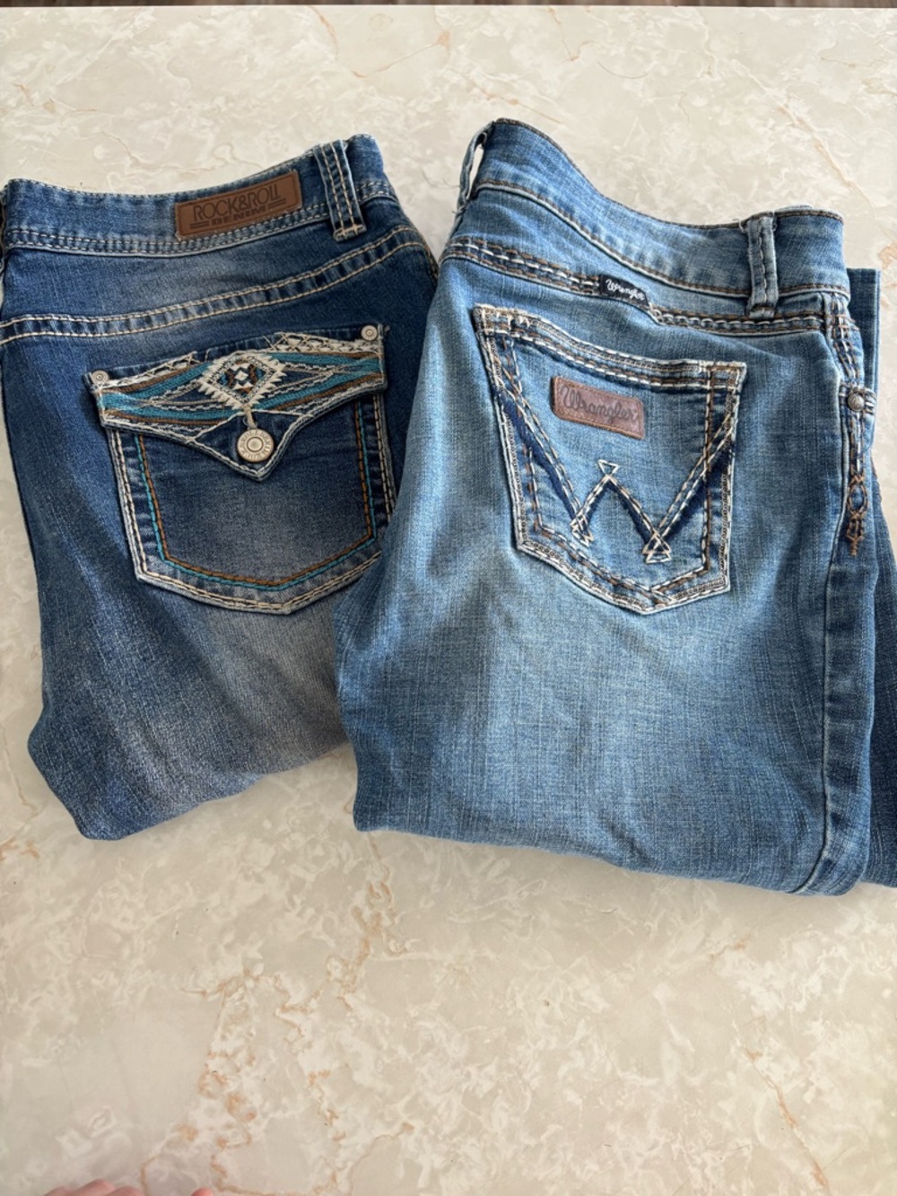 Wrangler & Rock & Roll Cowboy Blue Denim Jeans - Women's